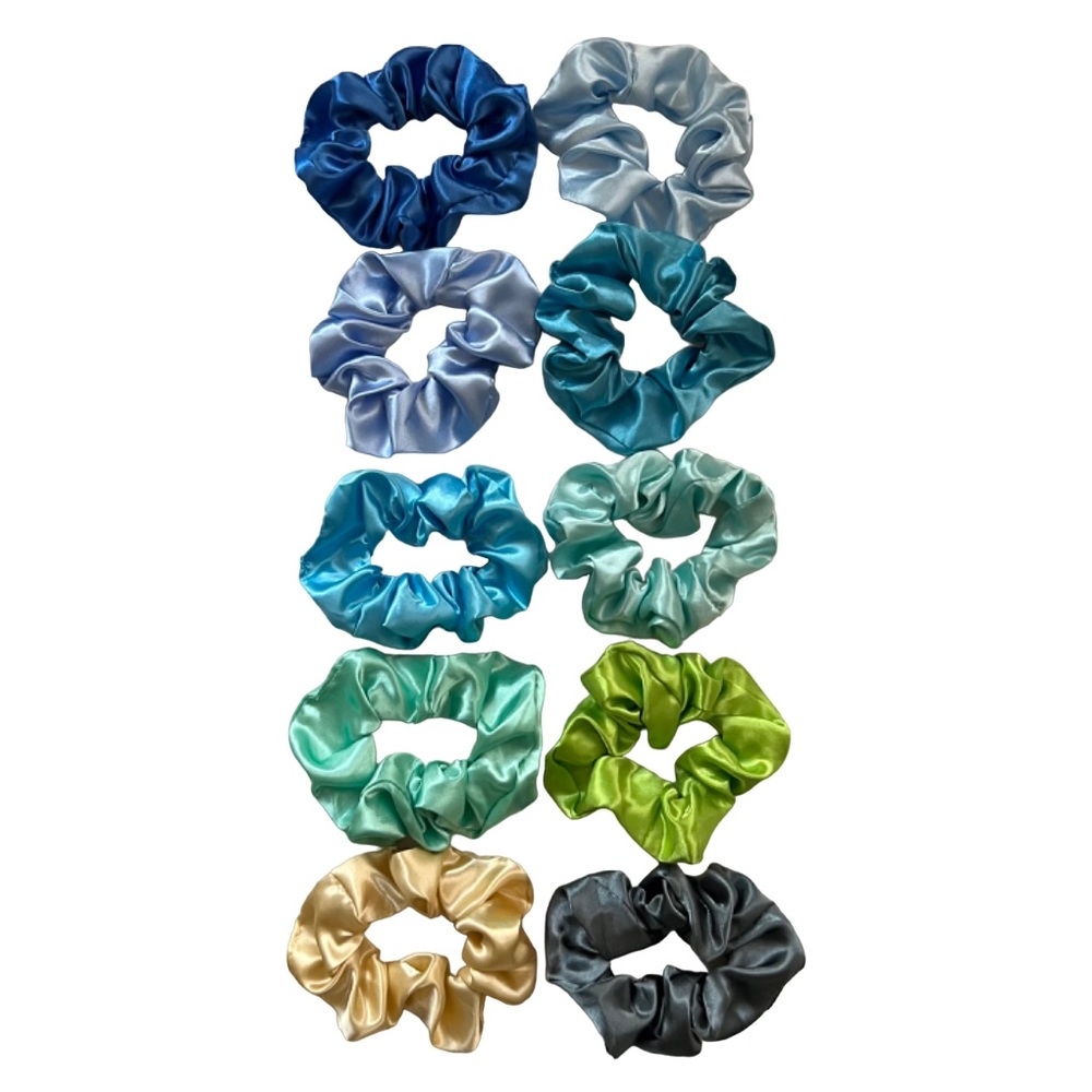 NEW 10 Satin Scrunchies Hair Ties Bundle